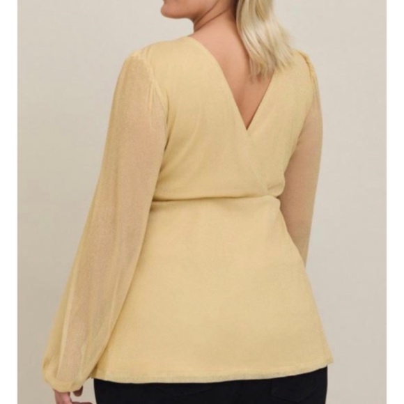 🆕 Knit Gold Glitter Lurex Surplice Peplum Top 3 3X 22 24 NWT Torrid New! - Picture 3 of 5